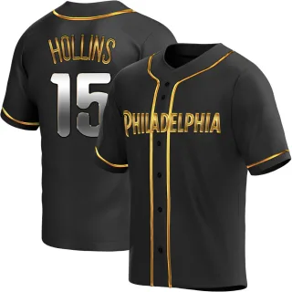 Men's Replica Black Golden Dave Hollins Philadelphia Phillies Alternate Jersey