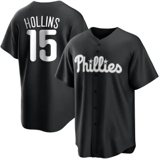 Men's Replica Black/White Dave Hollins Philadelphia Phillies Jersey