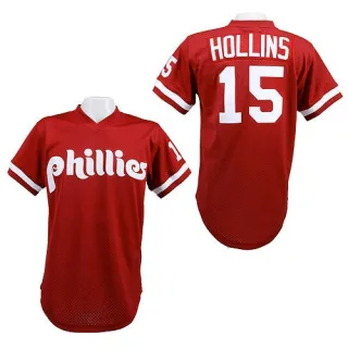Men's Replica Red Dave Hollins Philadelphia Phillies 1991 Throwback Jersey