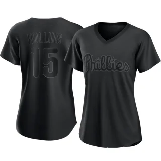 Women's Authentic Black Dave Hollins Philadelphia Phillies Pitch Fashion Jersey