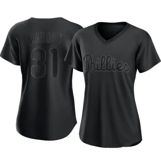Women's Authentic Black Garry Maddox Philadelphia Phillies Pitch Fashion Jersey
