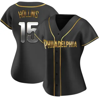 Women's Replica Black Golden Dave Hollins Philadelphia Phillies Alternate Jersey