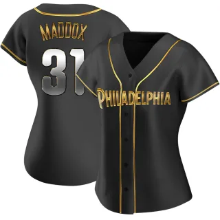 Women's Replica Black Golden Garry Maddox Philadelphia Phillies Alternate Jersey